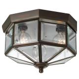 3-Light Antique Bronze Beveled Glass Mount