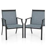 Blue Metal Outdoor Dining Chairs Set of 2