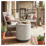 HOMCOM Concrete End Table, Round, Gray
