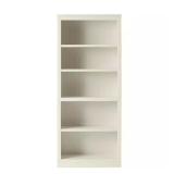 Off White 5-Shelf Bookcase with Shelves