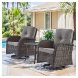 Rotavia 3-Piece Brown Wicker Patio Set