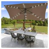 Solar LED Patio Market Umbrella, 10x6.5 ft