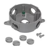 Round Metal Outlet Box, (5) 3/4 in. Holes