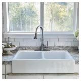 Josephine 34-in. 3-Hole Farmhouse Sink, White