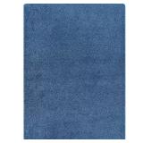 Silky Blue 2x5 Solid Thick Pile Rug