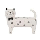 White 8x7 Stoneware Cat Figurine with Bowtie