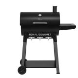 Barrel Charcoal Grill with Side Shelf, Black