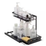 2-Tier Pull-Out Cabinet Organizer, Black
