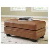 Carianna Brown Leather Rectangle Ottoman