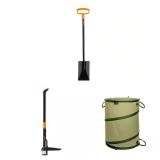 Steel D-handle Spade, Weed Puller & 30 Gal Bag