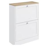 Slim Shoe Cabinet for Entryway with 2 Drawers