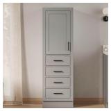 Hepburn Gray Linen Cabinet with Doors