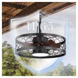 Brown 20" 3-Color LED Downrod Fan with Light