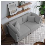 80 in. Straight Arm Sofa, 2-Seater, Gray