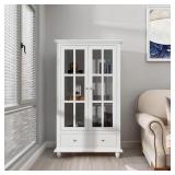 White Wooden Storage Cabinet with Shelves