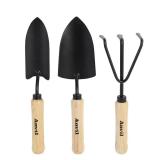 3-Piece Wood Handle Garden Tool Set
