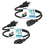DEWENWILS 3ft Outdoor Extension Cord, 2 Pack