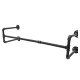 Black Iron Wall-Mounted Pipe Clothes Rack