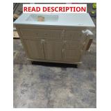 42" x 19" x 35" Beige Vanity w/ White Top