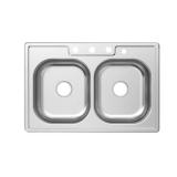 33 in. Drop-In Double Bowl Stainless Sink