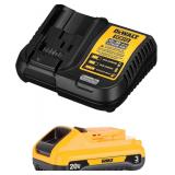 DEWALT 20V MAX Battery Pack + Charger, 3Ah