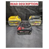 Salvage Battery Lot (M18 5Ah, (2) 20V 6Ah Batts)