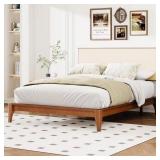 Brown Bamboo Platform Bed with Headboard