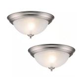 2-Light Brushed Nickel Flush Mount (2-Pack)