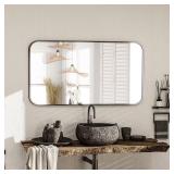 Black 30x60 Aluminum Framed Bathroom Mirror