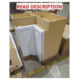White Corner Cabinet 28 1/4 d x 16 1/2" w x 34 1/