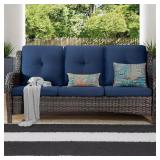 3-Seat Wicker Outdoor Sofa with Cushions