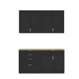 63in. W Wood Cabinet 5-Drawer Hutch Black, Missin