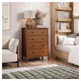 Solid Wood 4-Drawer Dresser - Caramel