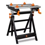 Tilting Steel Adjustable Sawhorse with Clamps