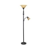 Bronze Amber Torchiere Floor Lamp with Light