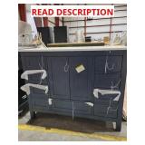Dark blue bathroom vanity aprox 33.5"x42"x22"