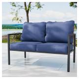 Black Metal Frame Rattan Loveseat Cushions