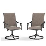 Black Swivel Textilene Patio Dining Chair (2)