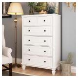 6-Drawer White Wood Storage Cabinet