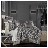 Darwin Charcoal Polyester King Comforter Set