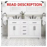 Doveton 60" Double Sink Vanity, White TOP IS DAMA