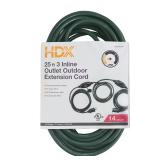 25 ft. 14/3 3 Outlet Extension Cord, Green