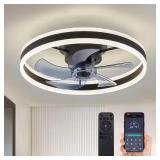 Black LED Ceiling Fan with Remote & App