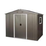 Gray Metal Outdoor Storage Shed with Doors