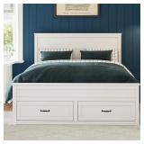 White Queen Bed w/ 6 Drawers