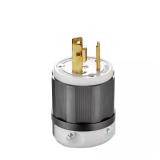 Leviton 30A 250V Locking Plug, Black/White