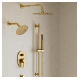 Brushed Gold: 3-Spray Wall Shower Set