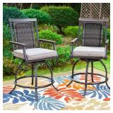 Swivel Metal Outdoor Bar Stool Set (2)