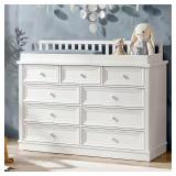 White Pine Solid Wood 9-Drawer Dresser 52.7in