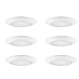 White Disk LED Flush Mount Fixture, 6-Pack